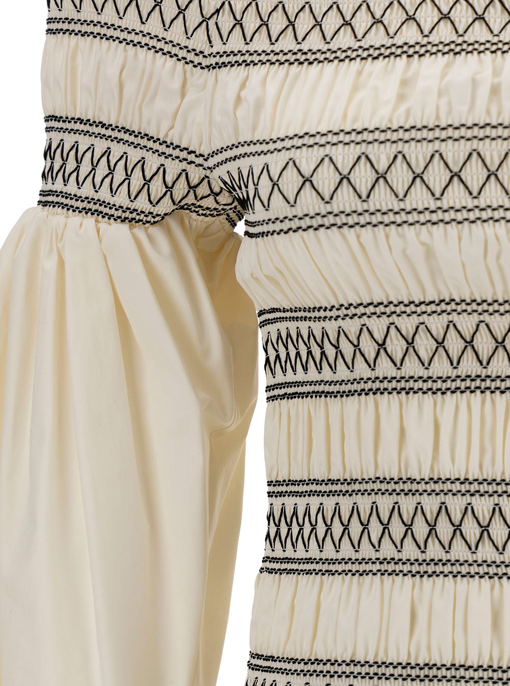White Off-The-Shoulder Blouse With Gatherings Cotton Woman