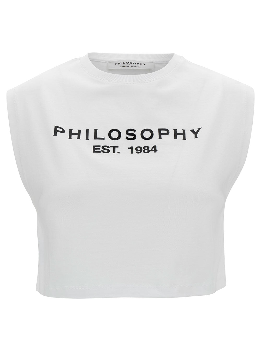 White Crop T-Shirt With Front And Rear Logo Print Cotton Woman Tshirts Polo Shirts