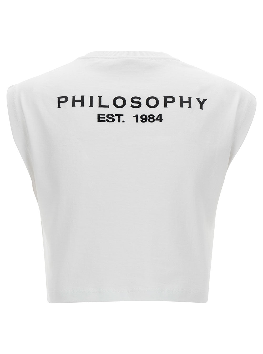 White Crop T-Shirt With Front And Rear Logo Print Cotton Woman Tshirts Polo Shirts