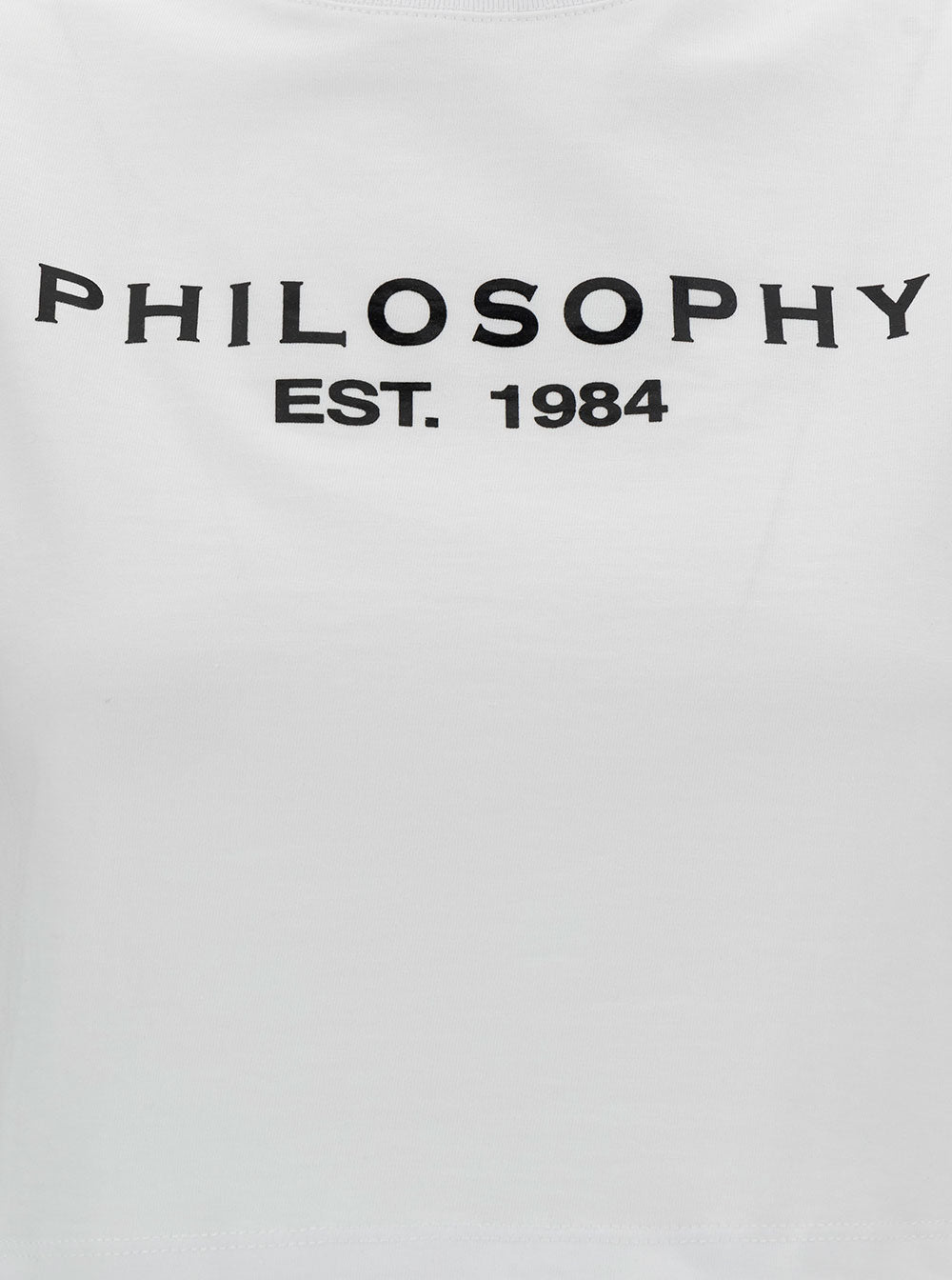 White Crop T-Shirt With Front And Rear Logo Print Cotton Woman Tshirts Polo Shirts
