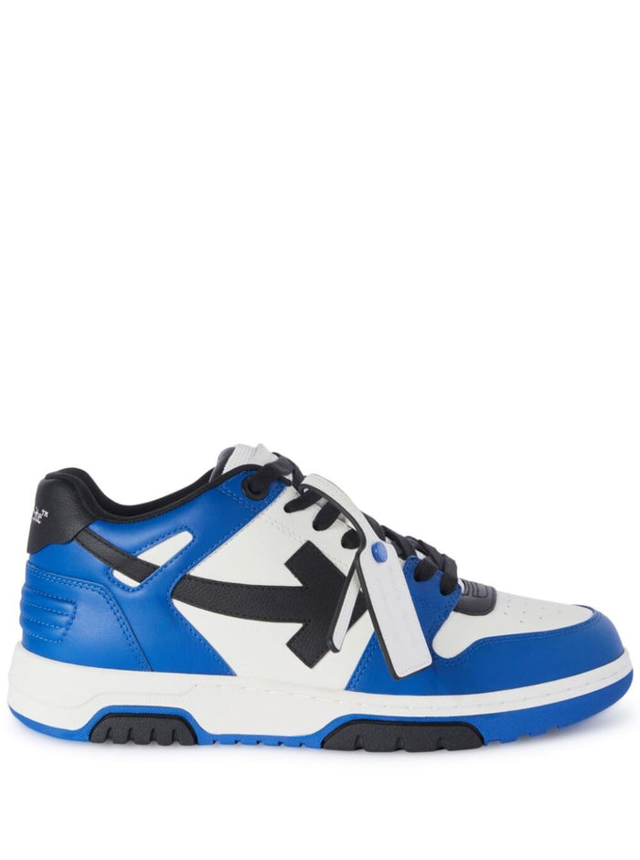 Out Of Office White And Blue Low Top Sneakers With Arrow Motif Leather Man Blu Recycled Polyester