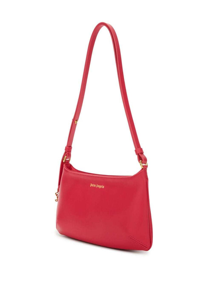 Lategram Red Shoulder Bag With Laminated Logo Detail Leather Woman