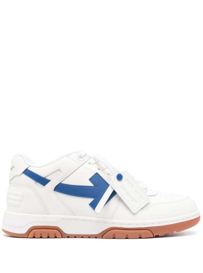 Out Of Office White And Blue Low Top Sneakers With Arrow Motif Leather Man Polyester