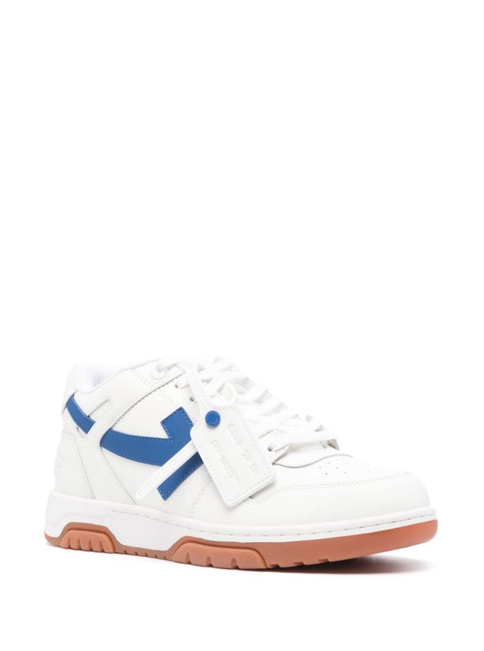 Out Of Office White And Blue Low Top Sneakers With Arrow Motif Leather Man Polyester