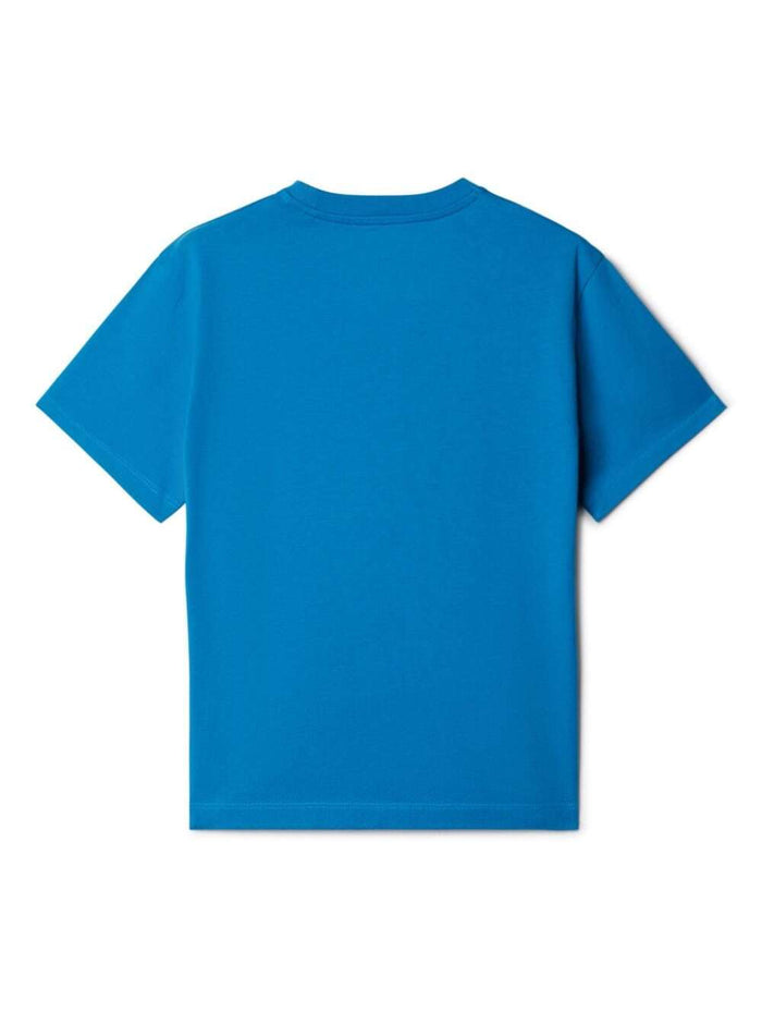 Blue T-Shirt With Logo Cotton Boy Blu Tshirts And Polo Shirts