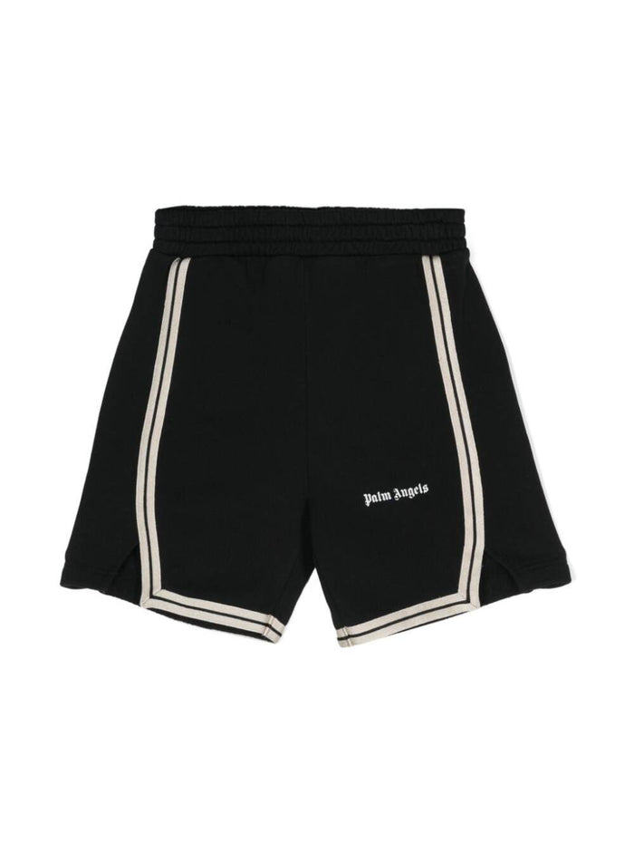 Black Shorts With Logo Cotton Boy And Bermuda