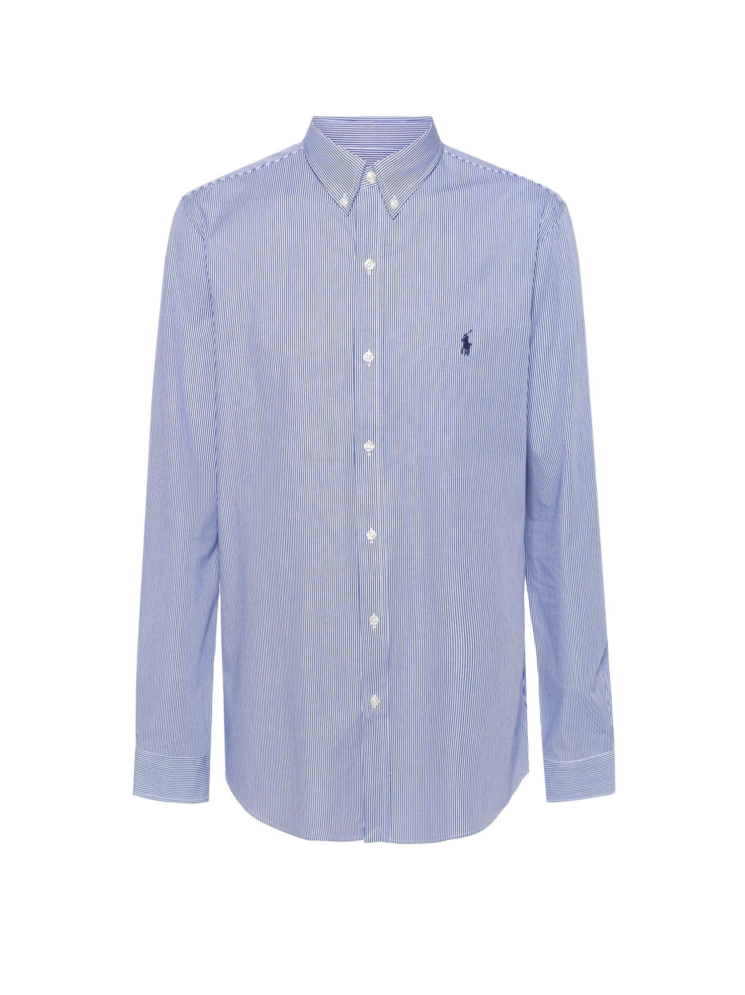 Polo Ralph Lauren Shirts Blue White Hairline Strip Cotone Elastan
