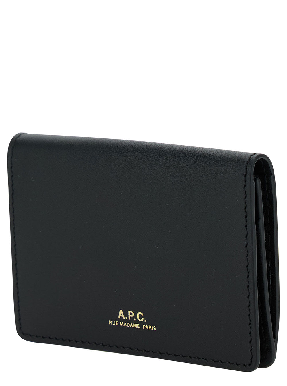 Stefan Black Bi-Fold Wallet With Laminated Logo Leather Woman Cow Products