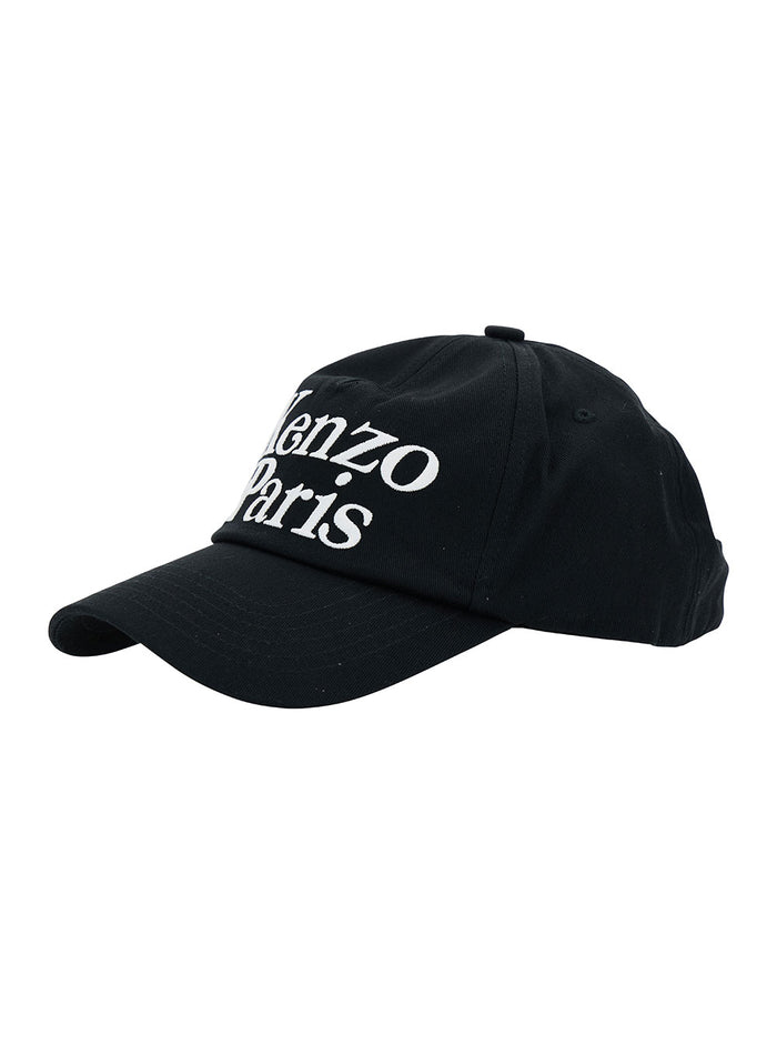 Black Baseball Cap With Contrasting Logo Embroidery Cotton Man Hats And Gloves