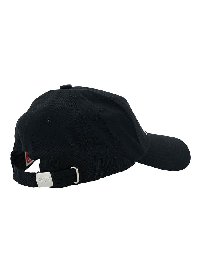 Black Baseball Cap With Contrasting Logo Embroidery Cotton Man Hats And Gloves