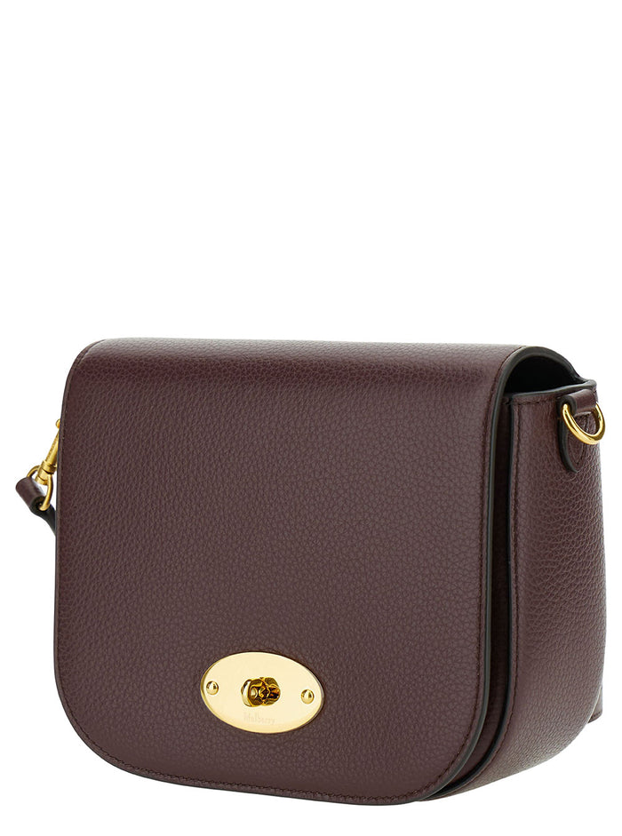 Brown Crossbody Bag With Engraved Logo Detail Hammered Leather Woman Bovine
