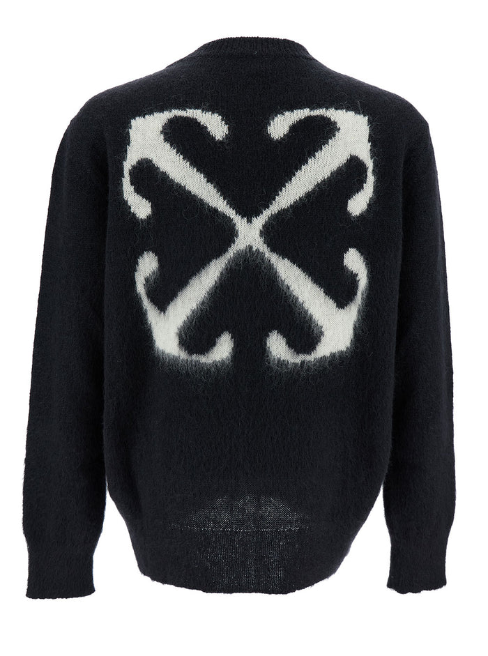 Black Sweater With Arrow Motif Mohair Man Jersey