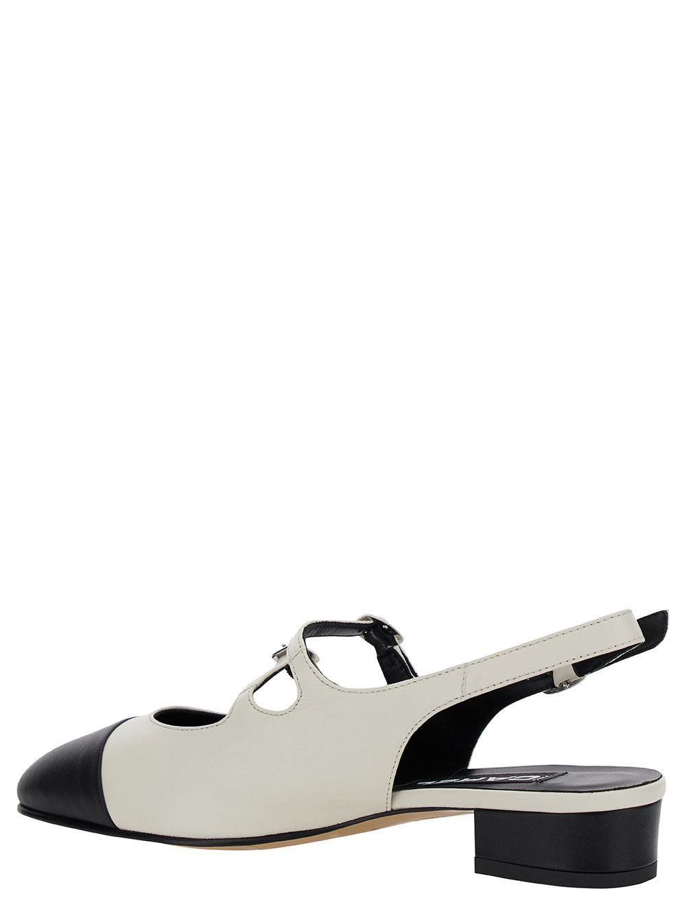 Abricot White Slingback Mary Janes With Contrasting Toe Leather Woman Beige Pumps