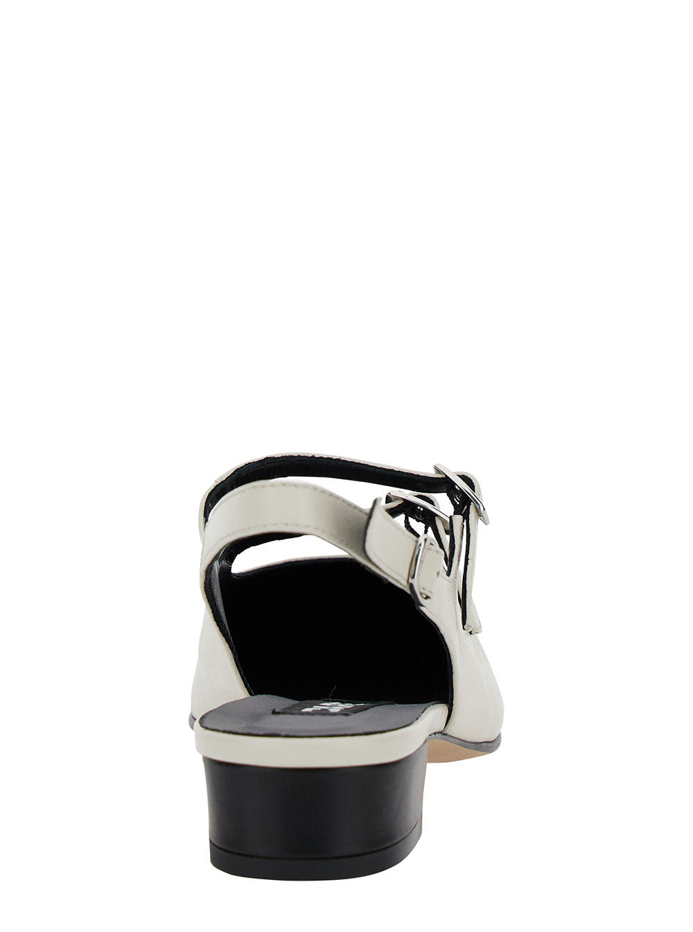 Abricot White Slingback Mary Janes With Contrasting Toe Leather Woman Beige Pumps