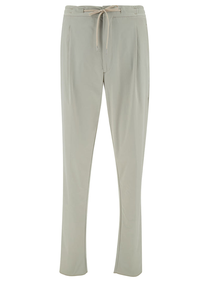 Grey Loose Pants With Drawstring Stretch Polyamide Man Elastane Trousers