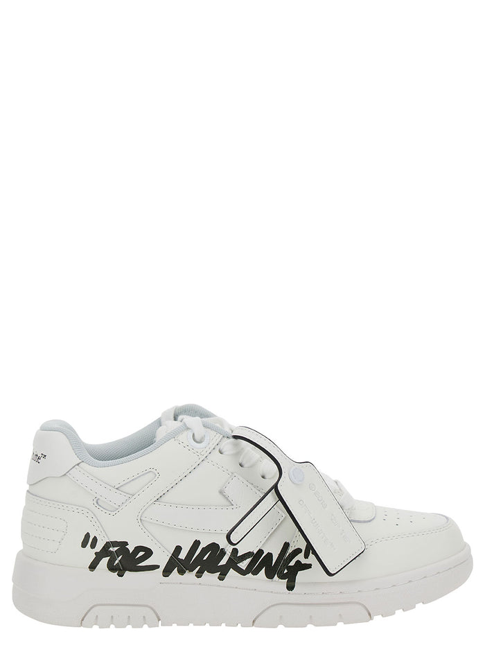 Out Of Office For Walking White Low Top Sneakers Leather Woman Polyester
