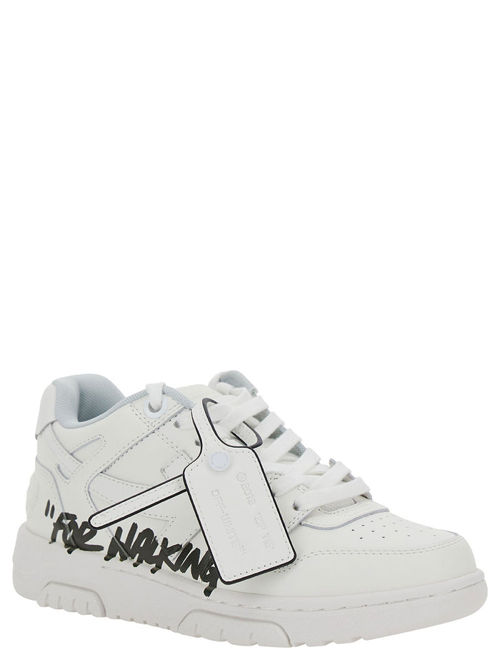 Out Of Office For Walking White Low Top Sneakers Leather Woman Polyester