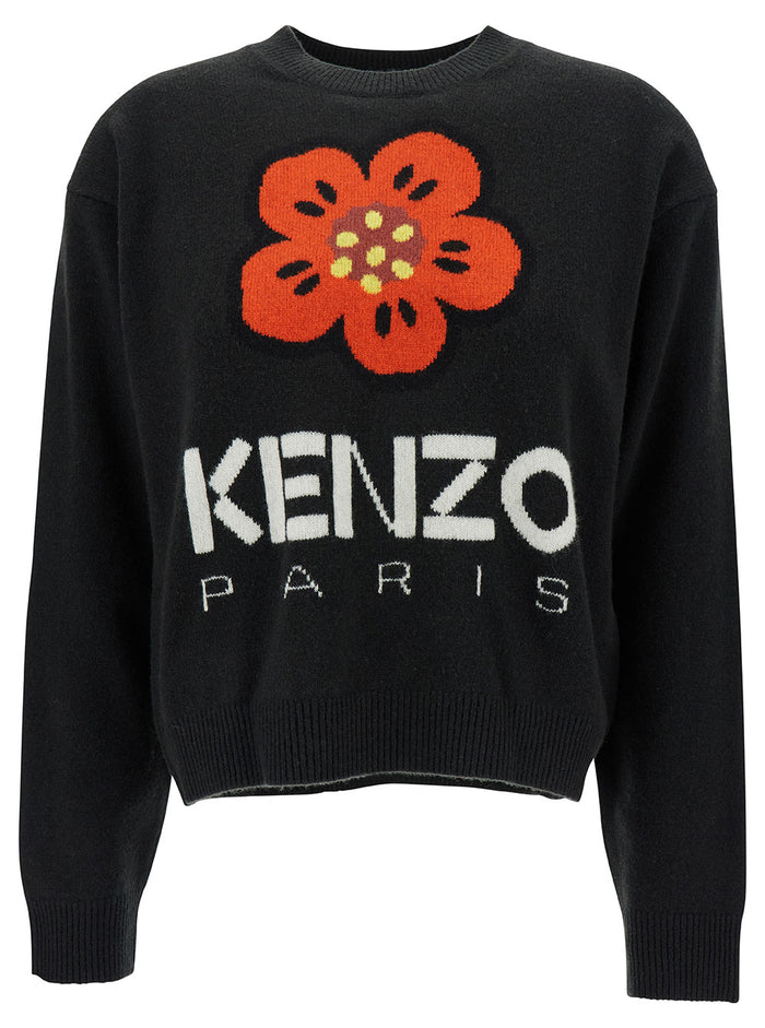 Boke Flower Placed Jumper Black Jersey