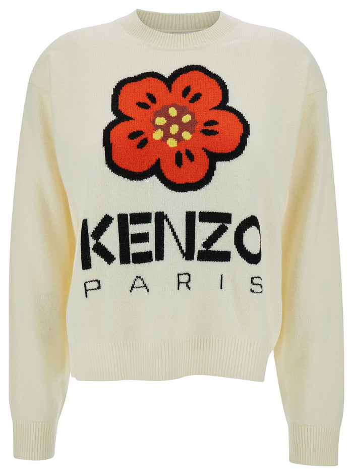 Boke Flower Placed Jumper White Jersey