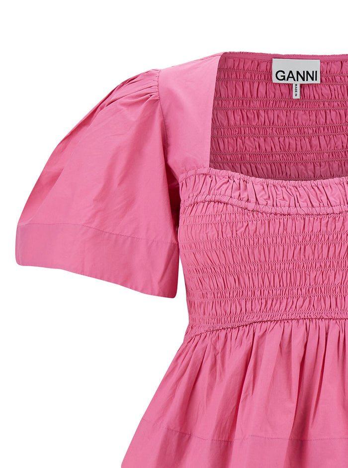 Pink Blouse With Elasticized Bodice Cotton Woman