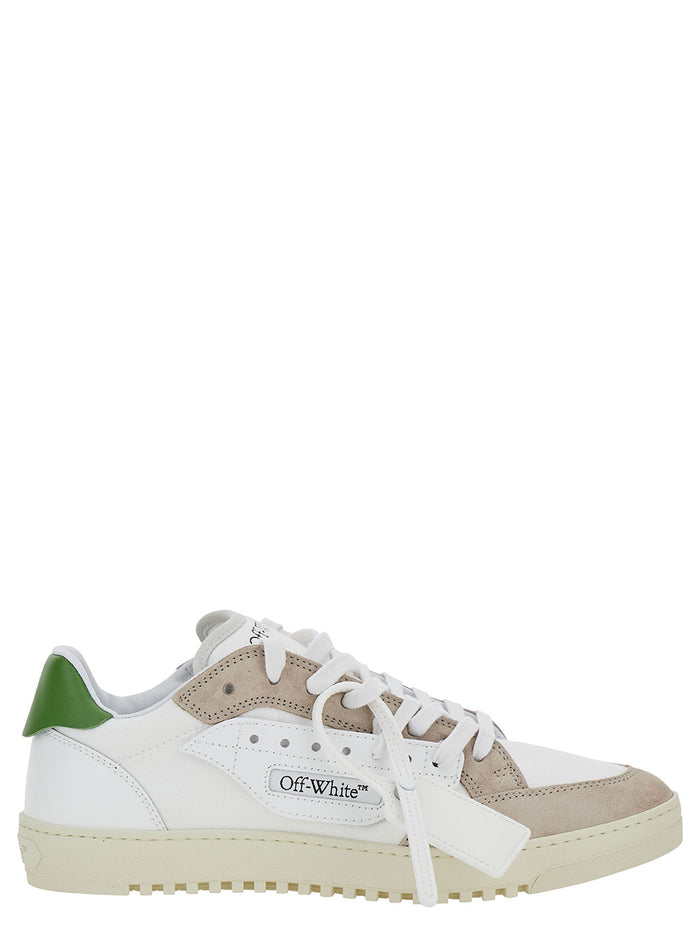 Multicolor Low Top Sneakers With Logo Detail Leather And Suede Man White Cotton