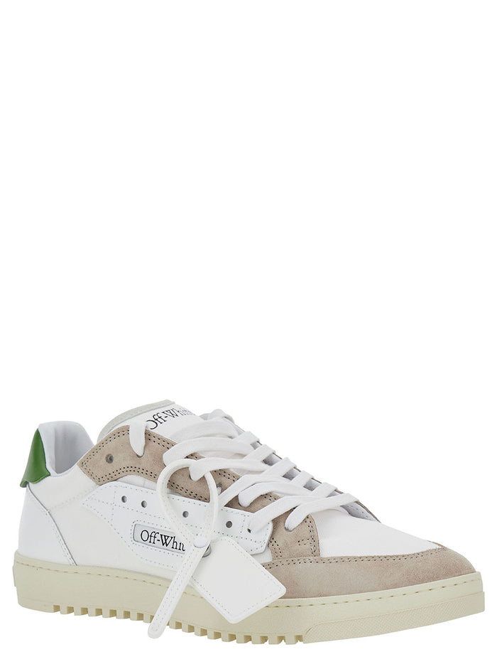 Multicolor Low Top Sneakers With Logo Detail Leather And Suede Man White Cotton