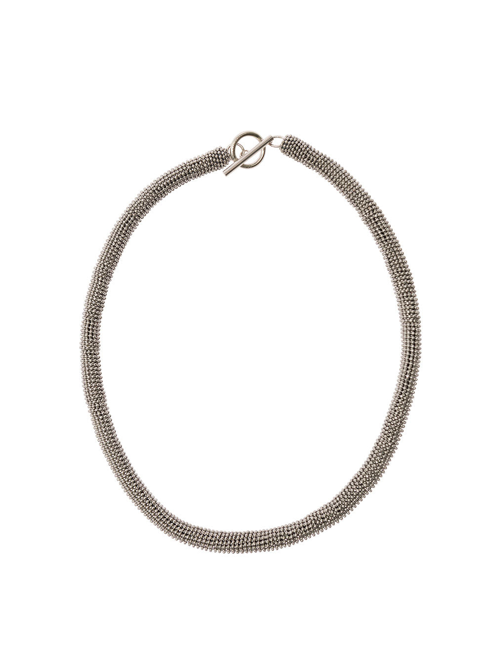 Silver-Tone Necklace With Beads Brass Woman Metallic Necklaces