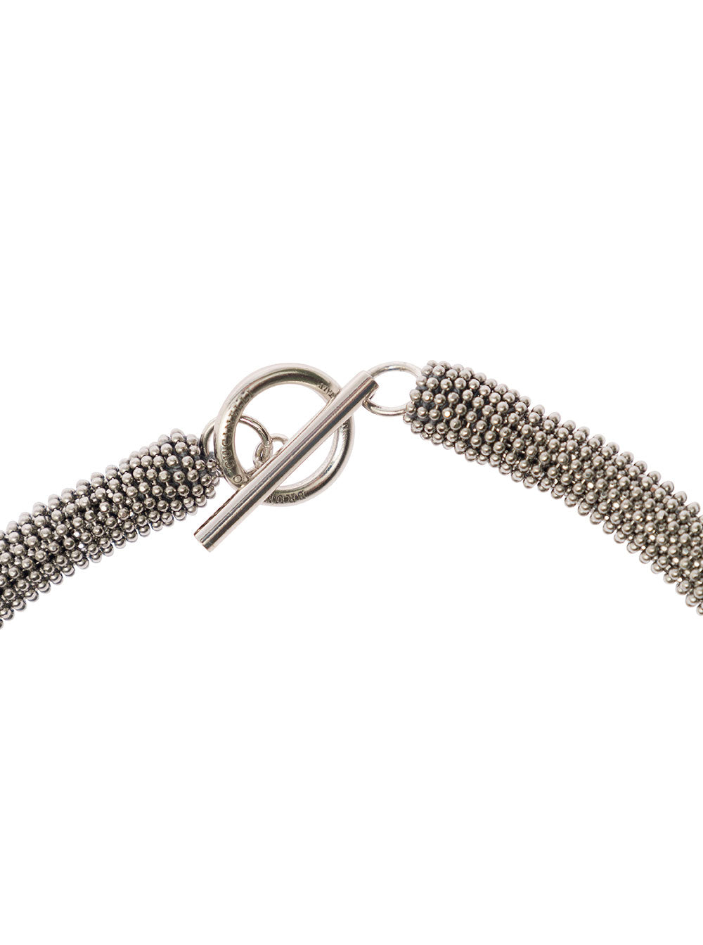 Silver-Tone Necklace With Beads Brass Woman Metallic Necklaces