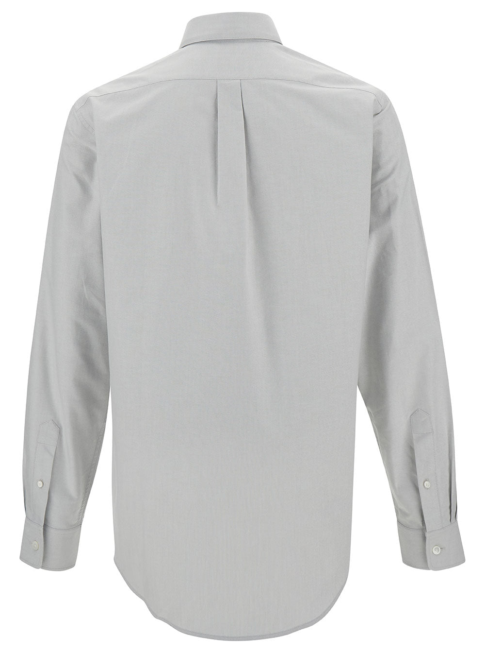 Grey Button-Down Shirt With 4g Embroidery Cotton Man And Blouses