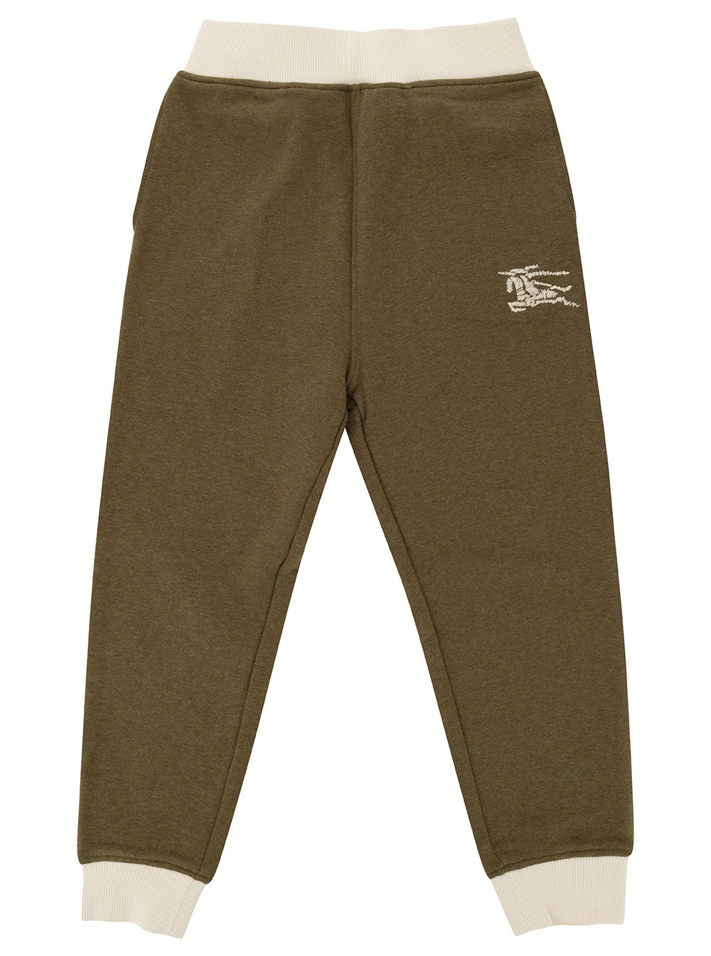 Green Pants With Equestrian Knight Embroidery Cotton Boy Trousers