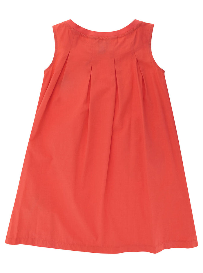 Orange Dress With Pockets And Embroidered Logo Cotton Girl Fuxia