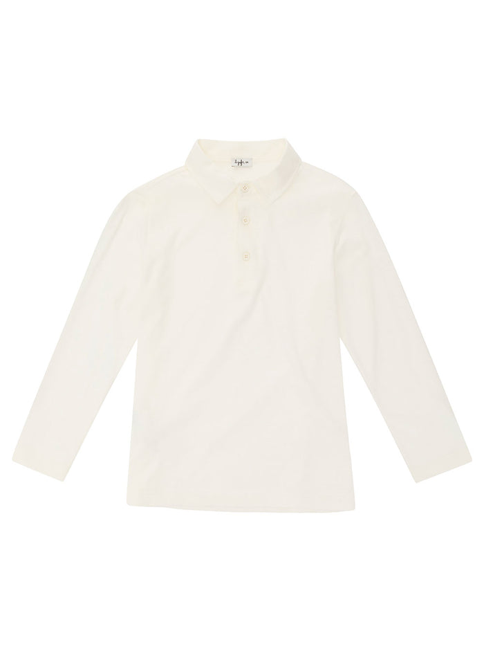 White Long Sleeve Polo Shirt Cotton And Linen Boy Tshirts