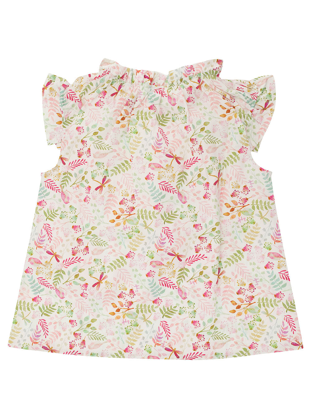 Multicolor Top With Floreal Print Cotton Girl Pink Tops