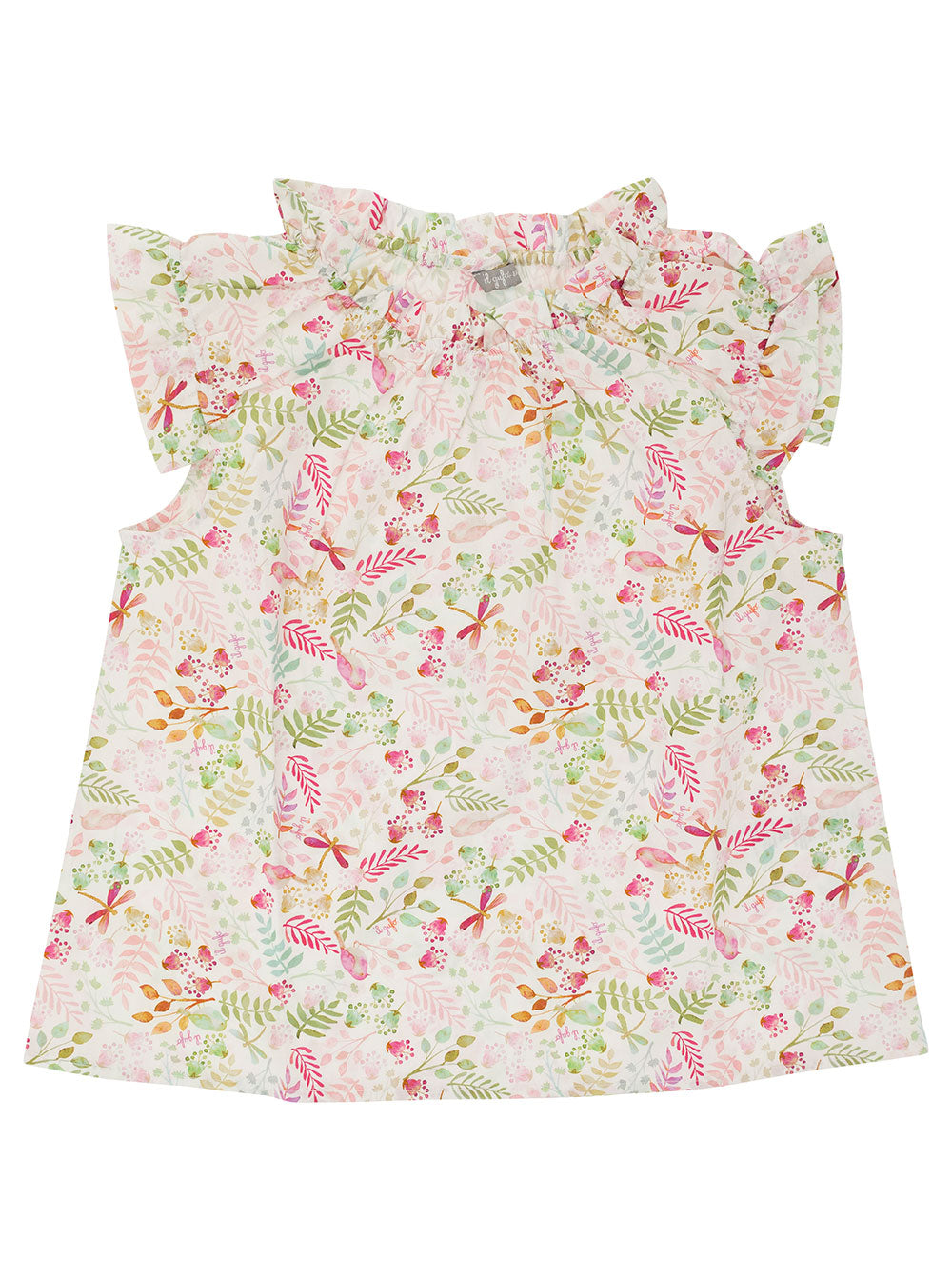 Multicolor Top With Floreal Print Cotton Girl Pink Tops