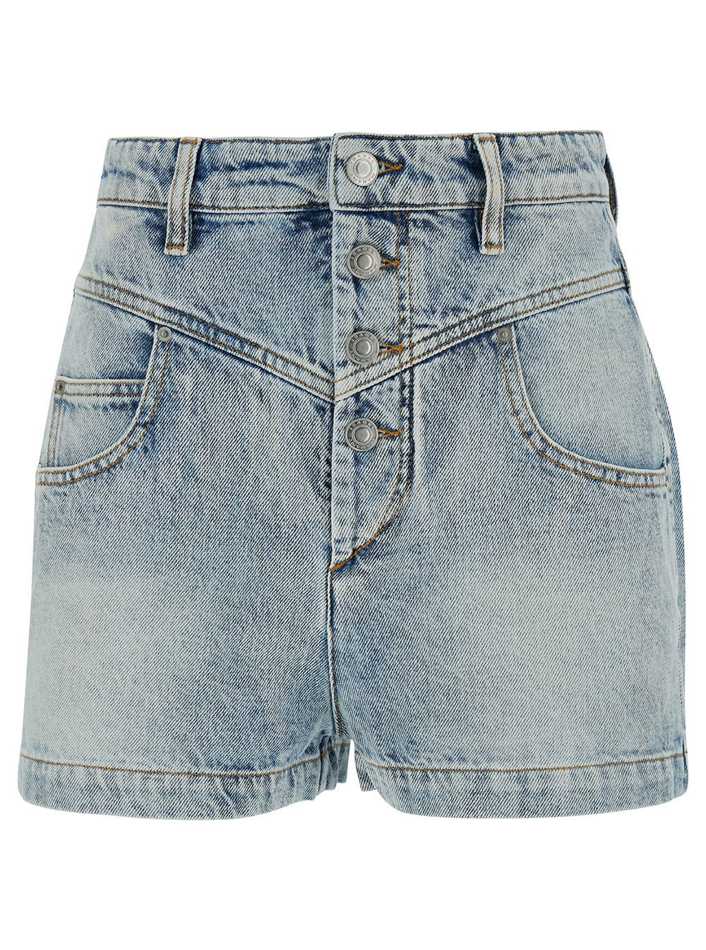 Jovany Light Blue Shorts With Button Closure Cotton Denim Wioman And Bermuda