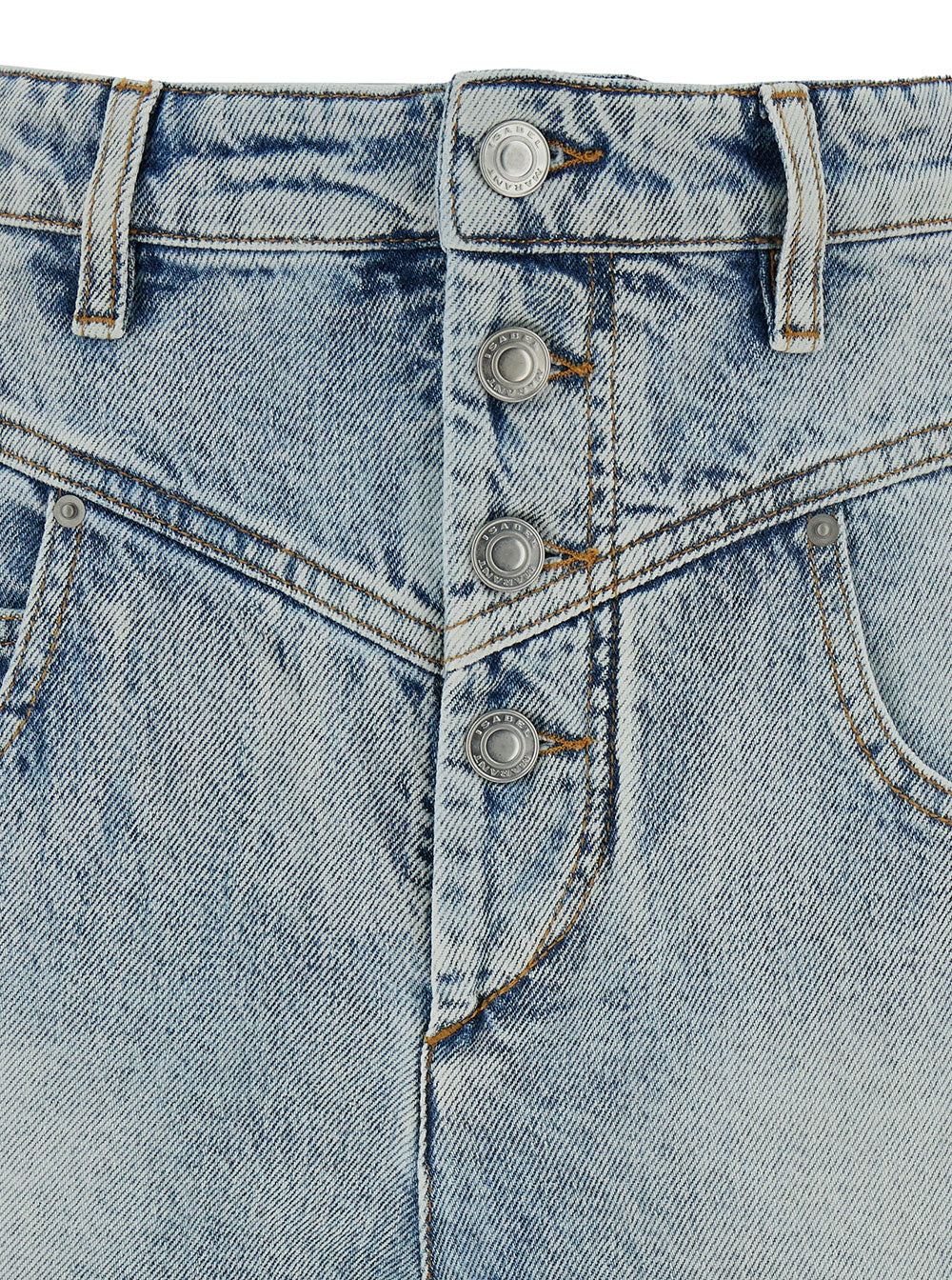 Jovany Light Blue Shorts With Button Closure Cotton Denim Wioman And Bermuda