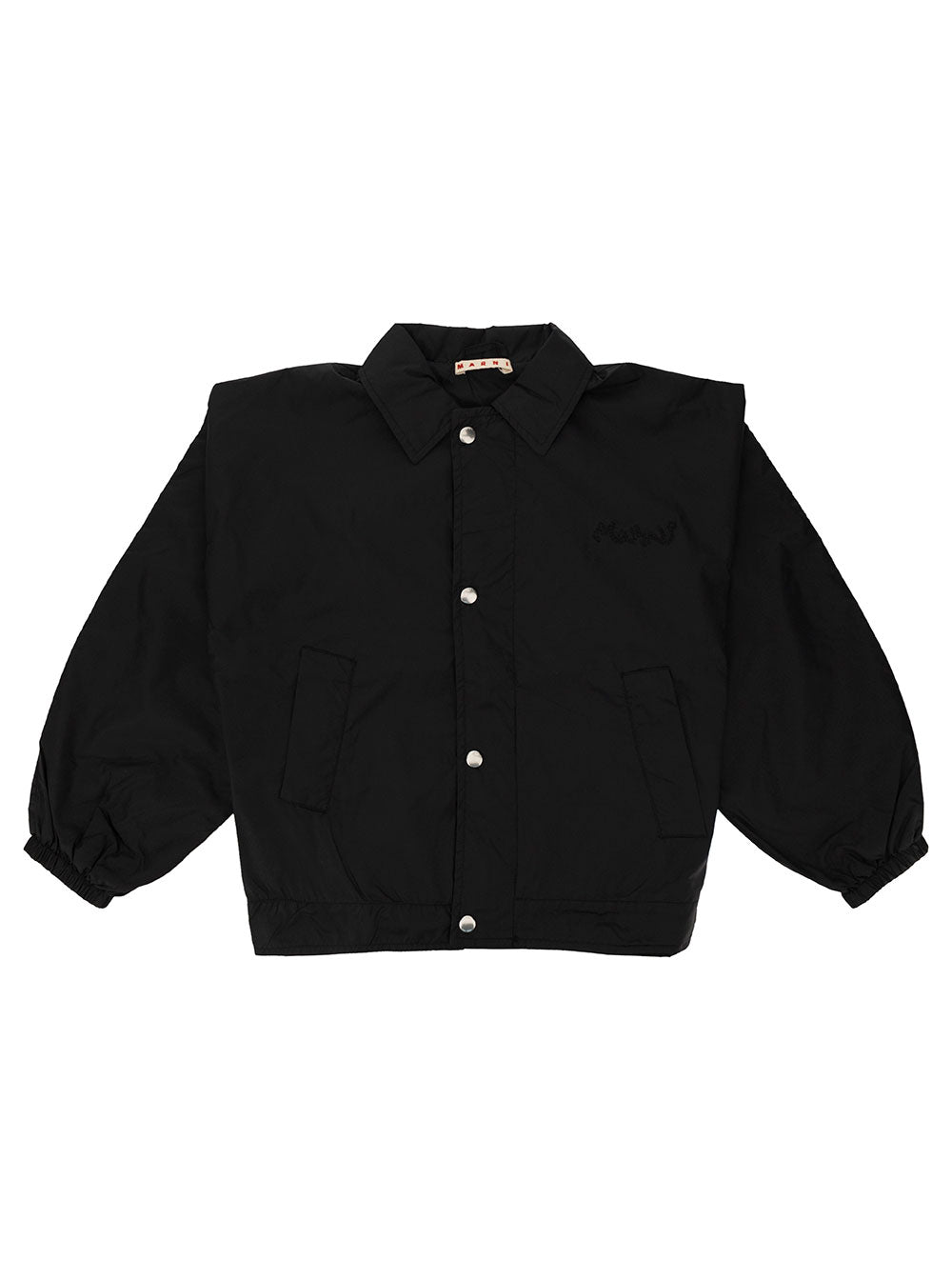 Black Shirt With Tonal Logo Embroidery Nylon Boy Blazers