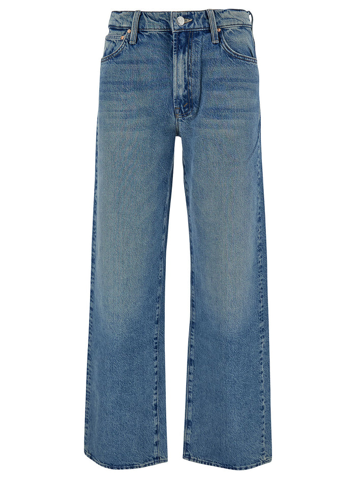 The Doudger Light Blue Straight Jeans With Logo Label Cotton Denim Woman Blu