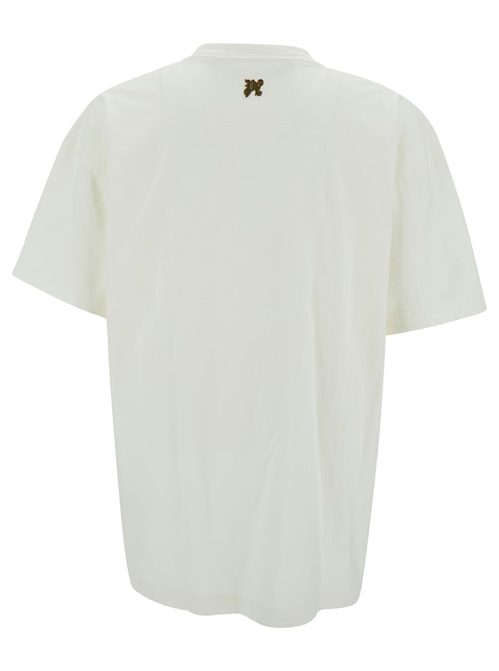 White Crewneck T-Shirt With Foggy Logo Print Cotton Man Tshirts And Polo Shirts