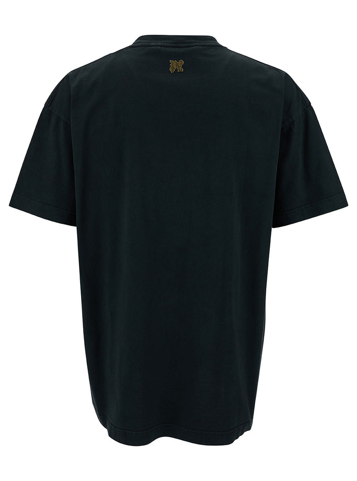 Black Crewneck T-Shirt With Foggy Logo Print Cotton Man Tshirts And Polo Shirts