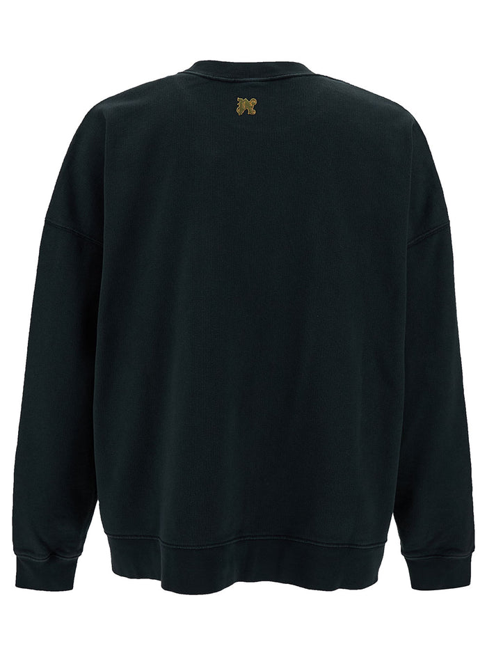 Black Crewneck Sweatshirt With Foggy Logo Print Cotton Man Tshirts And Polo Shirts