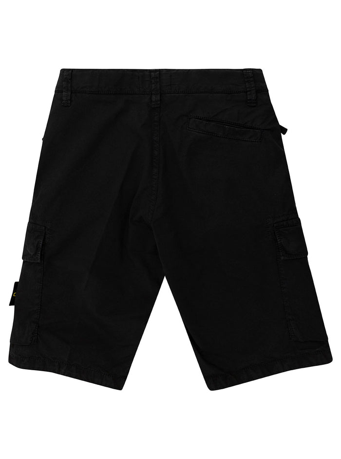 Black Bermuda Shorts With Logo Patch Stretch Cotton Boy Elastane And