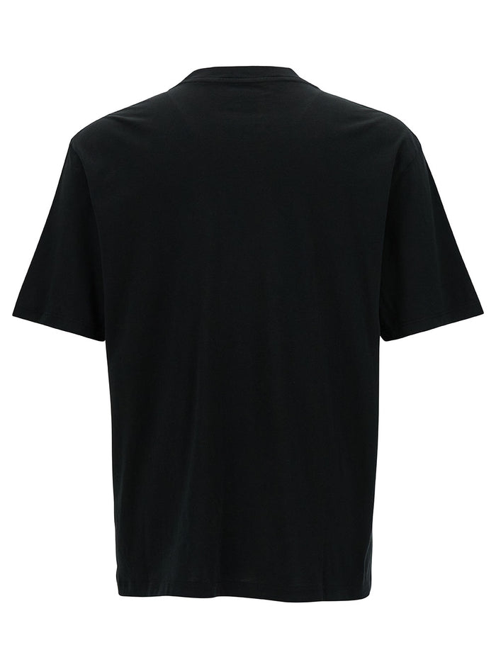 Black T-Shirt With Distressed Arts District Print Cotton Man Tshirts And Polo Shirts
