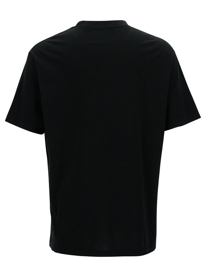 Black T-Shirt With Dragon Logo Print Cotton Man Tshirts And Polo Shirts