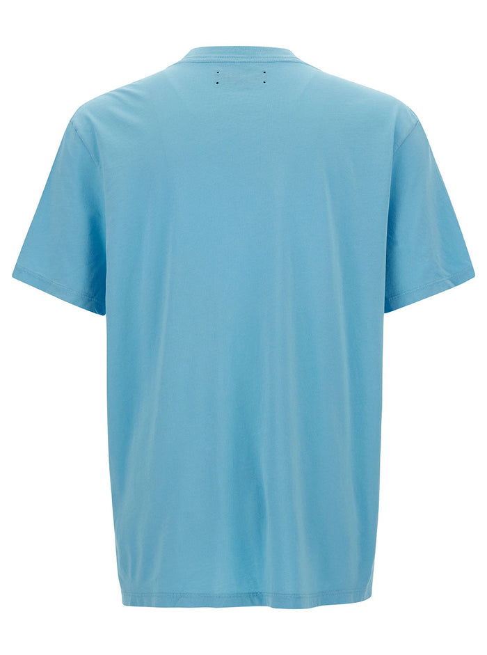 Light Blue T-Shirt With Dragon Logo Print Cotton Man Blu Tshirts And Polo Shirts