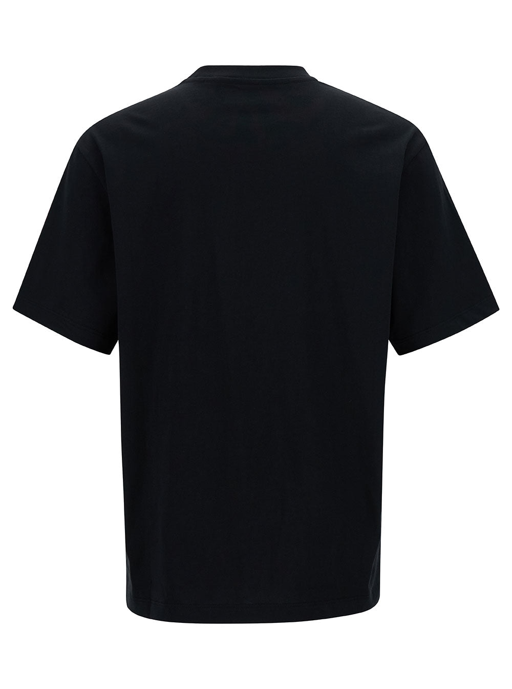 Black T-Shirt With Tonal Logo Print Cotton Man Tshirts And Polo Shirts