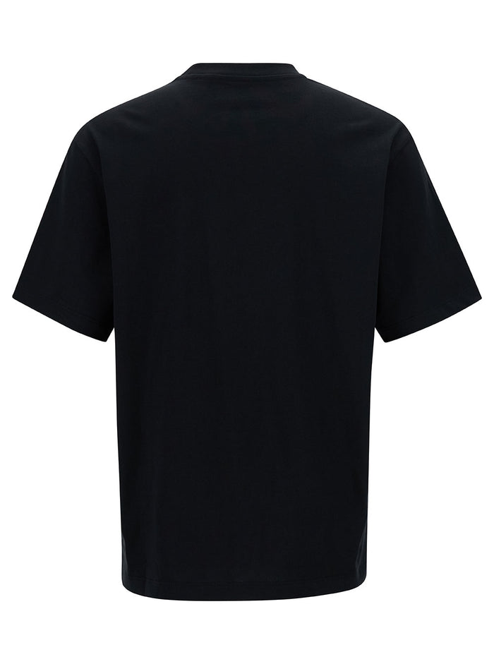 Black T-Shirt With Tonal Logo Print Cotton Man Tshirts And Polo Shirts