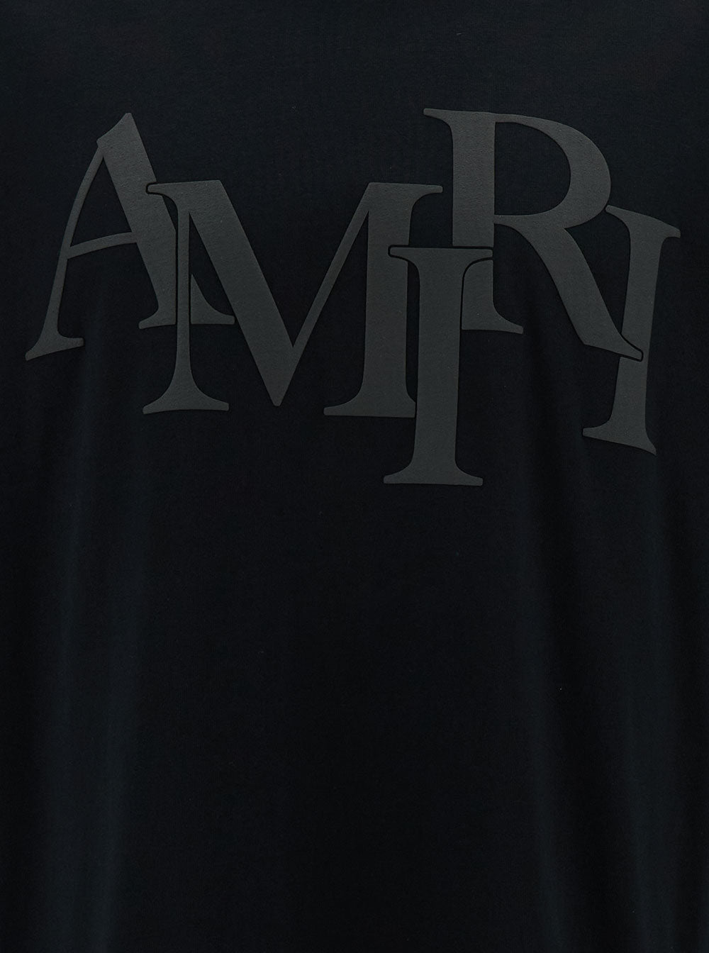 Black T-Shirt With Tonal Logo Print Cotton Man Tshirts And Polo Shirts