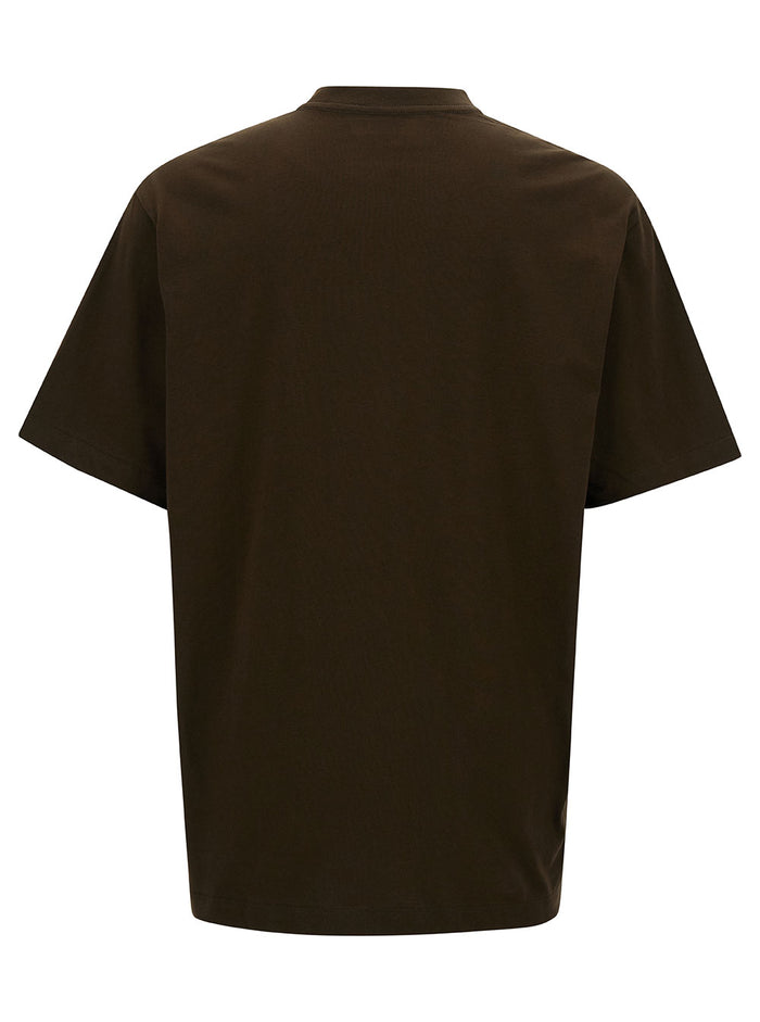 Brown T-Shirt With Contrasting Logo Print Cotton Man Tshirts And Polo Shirts