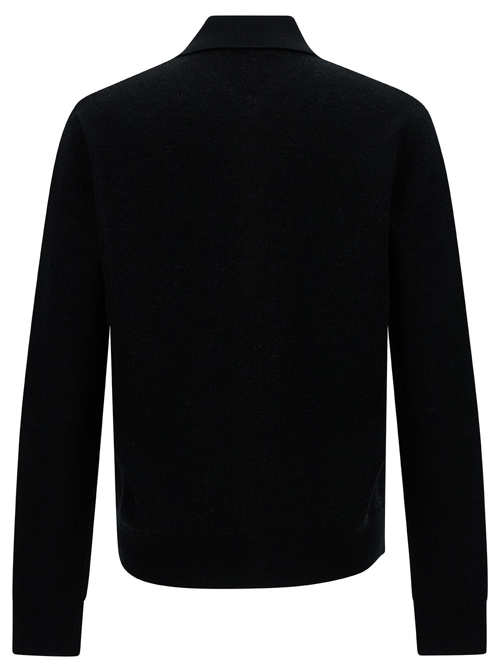 Black Cardigan With Jacquard Logo Wool Man Jersey